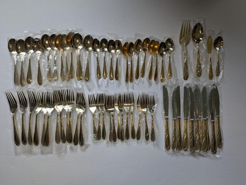 Lot of 64 Farberware Nouveau Gold 64/12 Flatware Set Service For 12 NEW -0723